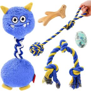 Dog Plush Toy, Large Dog Squeaky Toys, Stuffed Animal Dog Plush Toy for Cuddling & Playing, Cute Pet Toy for Medium and Large Dogs (Monster(Blue)) (1 Pack)