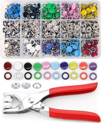 Snaps for Fabric, MIFOLEU 100 Sets Metal Snaps Buttons with Fastener Pliers Press Tool Kit, Solid Prong Ring Snap Button Fasteners Kit, Perfect for DIY Crafts Clothes Hats and Sewing(9.5mm / 400 PCS) in Saudi Arabia