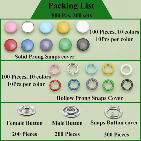 Snaps for Fabric, MIFOLEU 100 Sets Metal Snaps Buttons with Fastener Pliers Press Tool Kit, Solid Prong Ring Snap Button Fasteners Kit, Perfect for DIY Crafts Clothes Hats and Sewing(9.5mm / 400 PCS) in Saudi Arabia