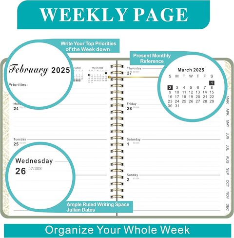 2025 Planner - 2025 Weekly Monthly Planner from January 2025 - December 2025, Planner 2025 with 12 Monthly Tabs, 6.25" x 8.5", Black in Saudi Arabia