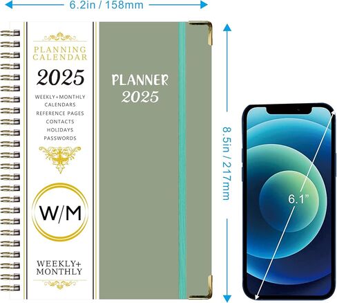 2025 Planner - 2025 Weekly Monthly Planner from January 2025 - December 2025, Planner 2025 with 12 Monthly Tabs, 6.25" x 8.5", Black in Saudi Arabia