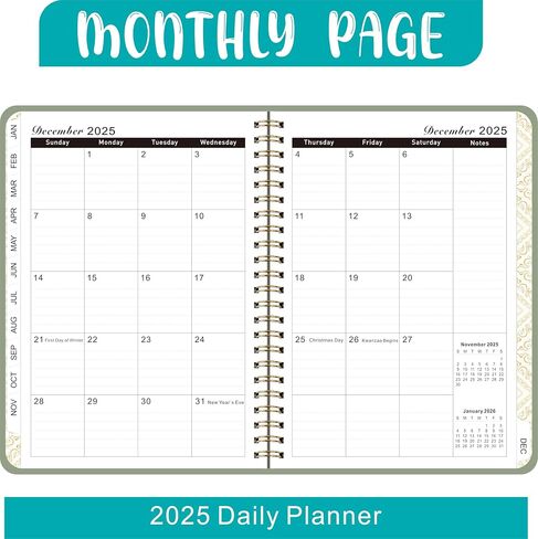2025 Planner - 2025 Weekly Monthly Planner from January 2025 - December 2025, Planner 2025 with 12 Monthly Tabs, 6.25" x 8.5", Black in Saudi Arabia