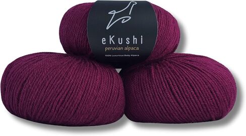100% Baby Alpaca Yarn for Knitting & Crocheting - Set of 3 Skeins of Premium Yarn DK - Lightweight, Hypoallergenic & Thermal Peru Made - Ideal for Delicate Projects (Boysenberry - RE058) in Saudi Arabia