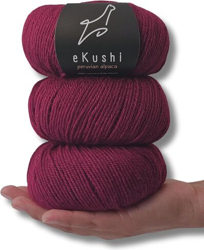 100% Baby Alpaca Yarn for Knitting & Crocheting - Set of 3 Skeins of Premium Yarn DK - Lightweight, Hypoallergenic & Thermal Peru Made - Ideal for Delicate Projects (Boysenberry - RE058) in Saudi Arabia