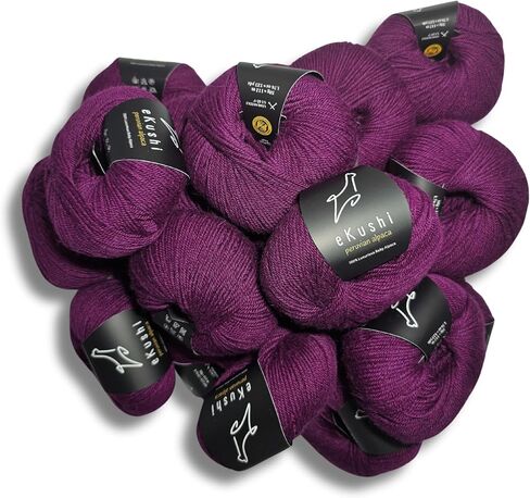 100% Baby Alpaca Yarn for Knitting & Crocheting - Set of 3 Skeins of Premium Yarn DK - Lightweight, Hypoallergenic & Thermal Peru Made - Ideal for Delicate Projects (Boysenberry - RE058) in Saudi Arabia