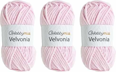 Velvonia - 100g / 131yds - Micropolyester Bulky Weight Yarn - Soft Velvet Yarn for Crocheting and Knitting - Chenille Fluffy Baby Blanket, Amigurumi Yarn (1814 - Pink - 3, 3 Skeins) in Saudi Arabia