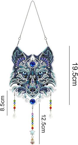 Eimilaly Crystal Suncatcher Ice Wolf Hanging Ornaments Diamond Painting for Adults, Diamond Art Wind Chimes Kit for Room, Garden, Festival Decor in Saudi Arabia