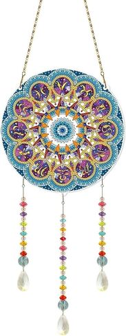 Eimilaly Crystal Suncatcher Ice Wolf Hanging Ornaments Diamond Painting for Adults, Diamond Art Wind Chimes Kit for Room, Garden, Festival Decor in Saudi Arabia