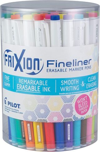 Pilot, FriXion Fineliner Erasable Marker Pens, Fine Point 0.7 mm, Tub of 36, Assorted Colors (3 Each of 12 Colors) in Saudi Arabia