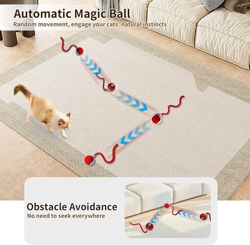 Interactive Cat Toy for Indoor Play Mat Toy with Auto-Rolling Ball in Pouch, Motion Activate/Chirping, Hide and Seek Rechargeable Toy- Blue in Saudi Arabia