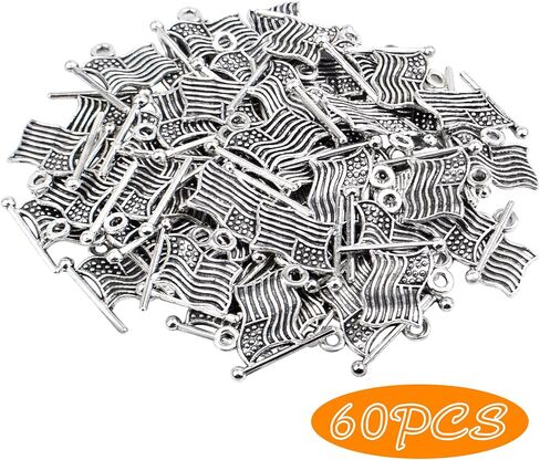 Bronagrand 60pcs سحر العلم الأمريكي قلادة العلم العلم سحر حرفة الإمدادات الحرف لمجوهرات سوار قلادة DIY. in Kuwait
