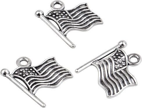 Bronagrand 60pcs سحر العلم الأمريكي قلادة العلم العلم سحر حرفة الإمدادات الحرف لمجوهرات سوار قلادة DIY. in Kuwait