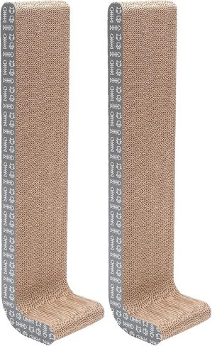 Furhaven 2-Pack Scratching Boards w/ Catnip & Wall-Mounting Hooks for Indoor Cats, Reversible - Wall-Mounted Corrugated Cat Scratchers - Gray/White Print, Standard/2-Pack in Kuwait