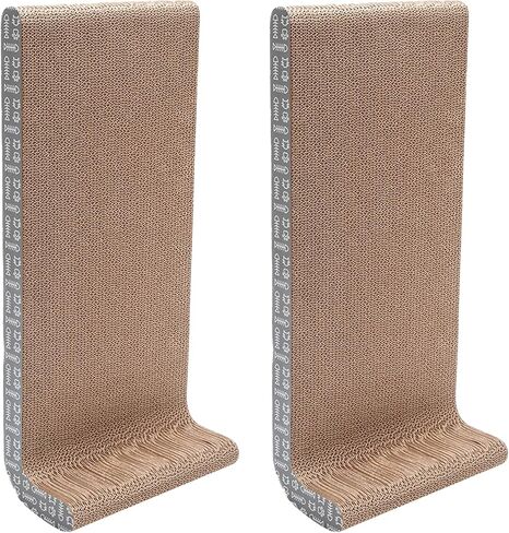 Furhaven 2-Pack Scratching Boards w/ Catnip & Wall-Mounting Hooks for Indoor Cats, Reversible - Wall-Mounted Corrugated Cat Scratchers - Gray/White Print, Standard/2-Pack in Kuwait