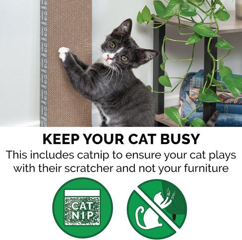 Furhaven 2-Pack Scratching Boards w/ Catnip & Wall-Mounting Hooks for Indoor Cats, Reversible - Wall-Mounted Corrugated Cat Scratchers - Gray/White Print, Standard/2-Pack in Kuwait