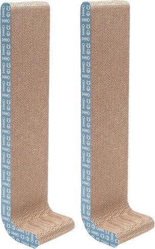 Furhaven 2-Pack Scratching Boards w/ Catnip & Wall-Mounting Hooks for Indoor Cats, Reversible - Wall-Mounted Corrugated Cat Scratchers - Gray/White Print, Standard/2-Pack in Kuwait