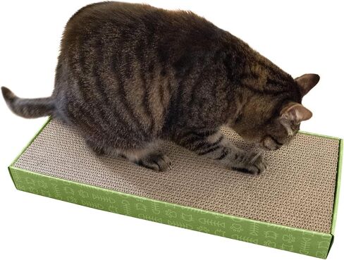 Furhaven 2-Pack Scratching Boards w/ Catnip & Wall-Mounting Hooks for Indoor Cats, Reversible - Wall-Mounted Corrugated Cat Scratchers - Gray/White Print, Standard/2-Pack in Kuwait