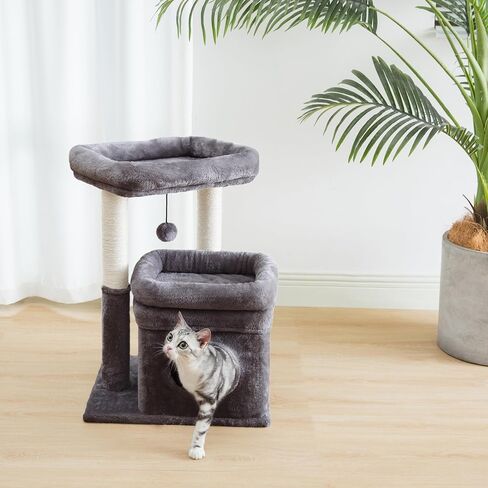 Pesofer Cat Tree, Small Cat Tower with Dangling Ball and Perch Dark Gray in Saudi Arabia
