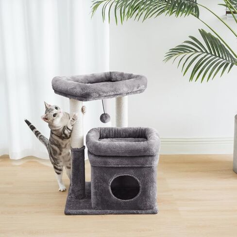 Pesofer Cat Tree, Small Cat Tower with Dangling Ball and Perch Dark Gray in Saudi Arabia
