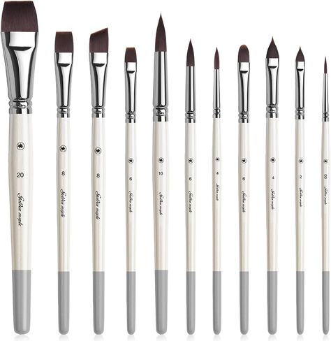 فرش الطلاء الوجه ، Golden Maple 11pc Acrylic Paint Brush مجموعة لطلاء حذاء جسم الوجه ، مثالي لـ Chrismas Halloween Cosplay Party SFX Arty Stage Makeup in Kuwait