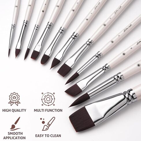 فرش الطلاء الوجه ، Golden Maple 11pc Acrylic Paint Brush مجموعة لطلاء حذاء جسم الوجه ، مثالي لـ Chrismas Halloween Cosplay Party SFX Arty Stage Makeup in Kuwait