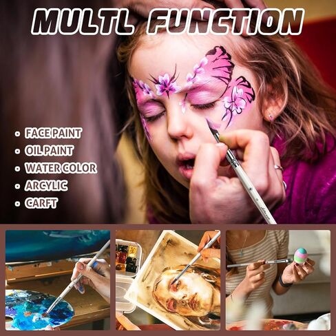 فرش الطلاء الوجه ، Golden Maple 11pc Acrylic Paint Brush مجموعة لطلاء حذاء جسم الوجه ، مثالي لـ Chrismas Halloween Cosplay Party SFX Arty Stage Makeup in Kuwait