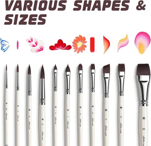 فرش الطلاء الوجه ، Golden Maple 11pc Acrylic Paint Brush مجموعة لطلاء حذاء جسم الوجه ، مثالي لـ Chrismas Halloween Cosplay Party SFX Arty Stage Makeup in Kuwait