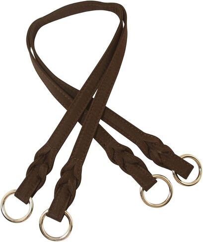 كل شيء ماري مضفر مقبض الألياف الدقيقة - بني | مقابض أنيقة للمحفظة لمشاريع اليدين ومشاريع الحرفية | مقابض الأكياس البديلة مع حلقات فضية in Kuwait