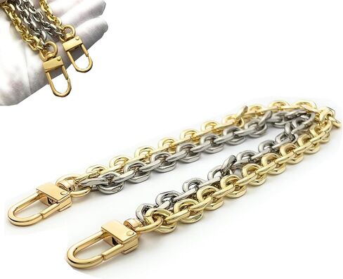 NEXTFASHION Purse Chain [Double Charm] Gold Silver Shoulder Bag Chain Accessory - MiniRolo on MiniRolo 11" by 10" in Saudi Arabia