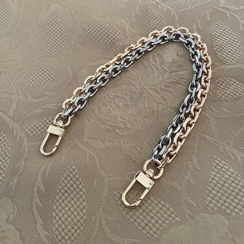 NEXTFASHION Purse Chain [Double Charm] Gold Silver Shoulder Bag Chain Accessory - MiniRolo on MiniRolo 11" by 10" in Saudi Arabia