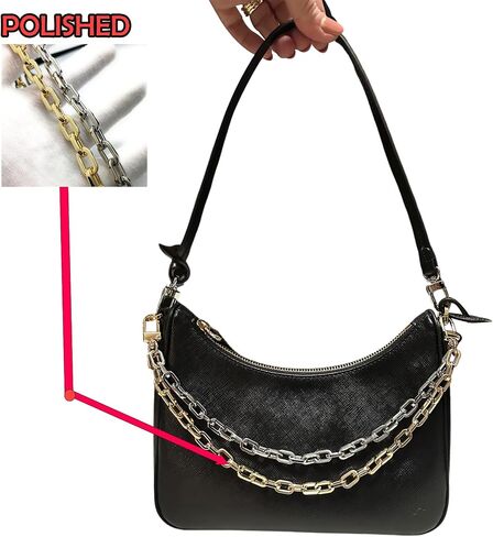 NEXTFASHION Purse Chain [Double Charm] Gold Silver Shoulder Bag Chain Accessory - MiniRolo on MiniRolo 11" by 10" in Saudi Arabia