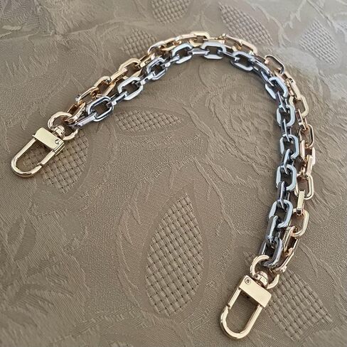 NEXTFASHION Purse Chain [Double Charm] Gold Silver Shoulder Bag Chain Accessory - MiniRolo on MiniRolo 11" by 10" in Saudi Arabia