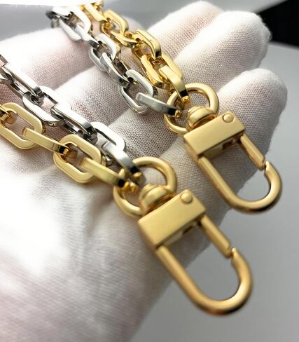 NEXTFASHION Purse Chain [Double Charm] Gold Silver Shoulder Bag Chain Accessory - MiniRolo on MiniRolo 11" by 10" in Saudi Arabia