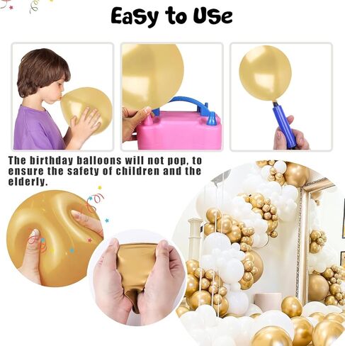 LovesTown 150PCS Metallic Gold Balloons, Different Sizes 18 12 10 5 Inches Latex Balloons Garland with Ribbon for Birthday Wedding Graduation Holiday Decoration in Kuwait