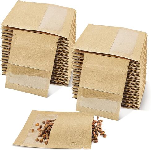 100 Pack White Small Seed Packets Envelope with Clear Window,3.5x2.7 in Resealable Seed Saving Envelopes, Kraft Paper Envelope,Coin Envelopes for Garden Flower Vegetable Plants Seed Storage Organizer in Saudi Arabia