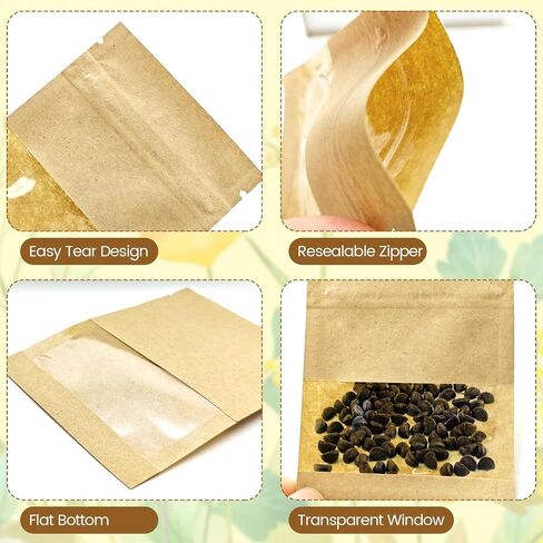 100 Pack White Small Seed Packets Envelope with Clear Window,3.5x2.7 in Resealable Seed Saving Envelopes, Kraft Paper Envelope,Coin Envelopes for Garden Flower Vegetable Plants Seed Storage Organizer in Saudi Arabia