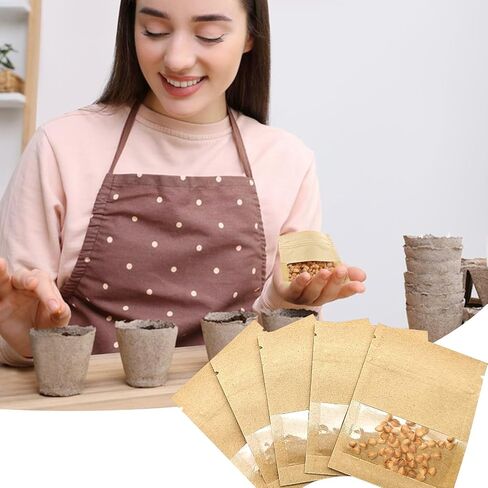100 Pack White Small Seed Packets Envelope with Clear Window,3.5x2.7 in Resealable Seed Saving Envelopes, Kraft Paper Envelope,Coin Envelopes for Garden Flower Vegetable Plants Seed Storage Organizer in Saudi Arabia