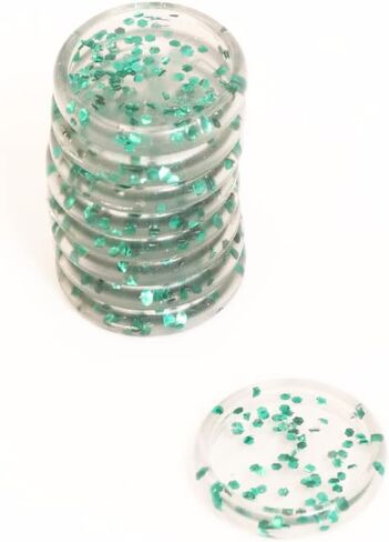Craftelier - Plastic Glitter Disc S-Rings for Scrapbooking Binding for Planners, Agendas, Notebooks or Albums | Pack of 9 pcs. 25 mm Diameter - Turquoise Colour in Kuwait