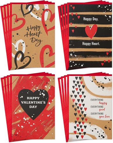 Hallmark Kraft Valentine's Day Card Assortment (16 Cards with Envelopes) Red, Black, White in Saudi Arabia