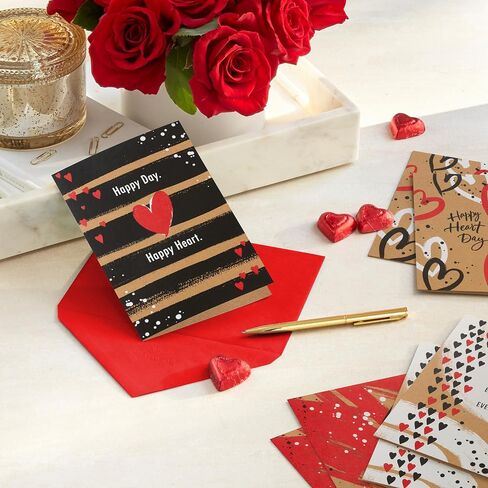 Hallmark Kraft Valentine's Day Card Assortment (16 Cards with Envelopes) Red, Black, White in Saudi Arabia