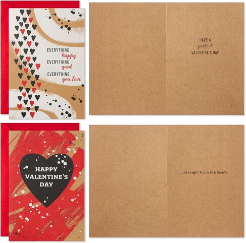 Hallmark Kraft Valentine's Day Card Assortment (16 Cards with Envelopes) Red, Black, White in Saudi Arabia