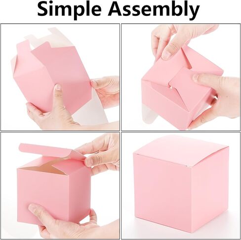 Jucoan 100 Pack White Paper Gift Boxes with Lids, 4 x 4 x 4 Inch Gift Wrapping Box Party Favor Box Goodies Treat Boxes Candy Box for Thanksgiving Day Christmas Wedding, Bridesmaids Proposal, Birthday, Baby Shower in Saudi Arabia