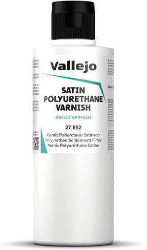 Vallejo - Polyurethane Parnish | ساتان الانتهاء من 60 مل. (2.02 fl.oz.) | صلابة ودوام غير عادي | إنشاء معطف واضح واضح | مقاومة للخدش للأسطح الخارجية والداخلية in Saudi Arabia