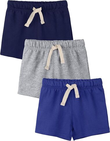 3 Pack Toddler Boy Shorts French Terry Boys Shorts with Drawstring Cotton Elastic Waist Casual Shorts for Boys in Kuwait