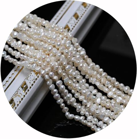 3-4mm Natural Pearl Beads Small Irrregular White Cultured Freshwater Button Pearl Loose Beads for Jewelry Making Necklace DIY Craft in Saudi Arabia