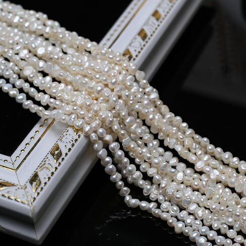 3-4mm Natural Pearl Beads Small Irrregular White Cultured Freshwater Button Pearl Loose Beads for Jewelry Making Necklace DIY Craft in Saudi Arabia
