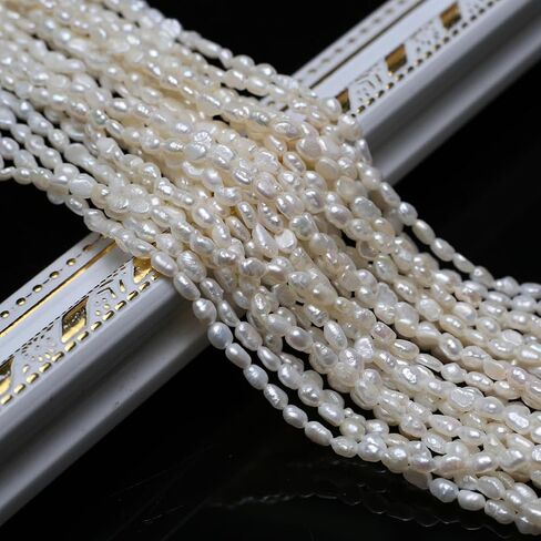 3-4mm Natural Pearl Beads Small Irrregular White Cultured Freshwater Button Pearl Loose Beads for Jewelry Making Necklace DIY Craft in Saudi Arabia