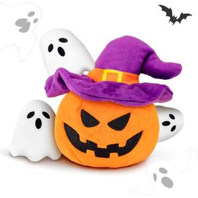 Halloween Dog Toy - Pumpkin & Ghosts Dog Halloween Toys, Squeaky Plush Dog Toy, Halloween Dog Toys Gifts for Small Medium Large Dogs, Hide and Seek Dog Toy