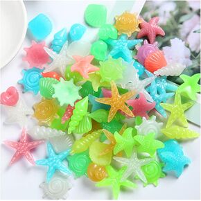 WishLotus Fish Tank Decorative Stones, 100 PCS Resin Colored Aquarium Glow Stone Pebbles, Smooth and Realistic Sea Life Shapes Aquarium Landscaping Stones for Decorating Fish Tanks and Vases (A)