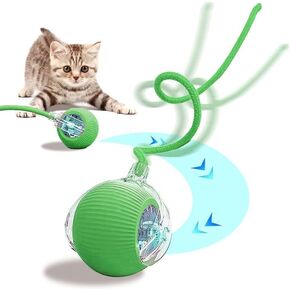Cat Toys for Indoor Cats, Interactive Cat Ball Self Moving, Automatic Kitten Toy, Smart 360° Electric Rolling Dog Ball Toys USB Rechargeable Quiet Play for Bored Indoor Cats (Red)